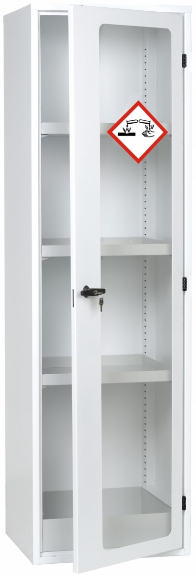 Armoire de sécurité - Haute 1 porte transparente - produits Corrosifs