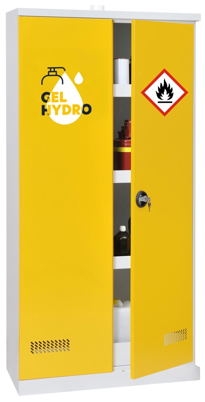 Armoire de sécurité haute 2 portes pour le stockage de produits inflammables : gel hydro