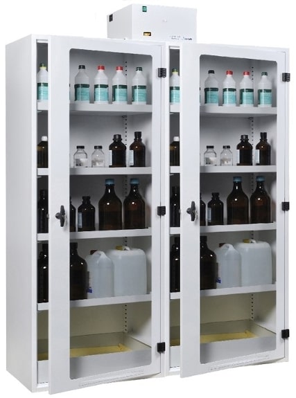 double armoire filtrante pour produits corrosifs avec portes transparentes