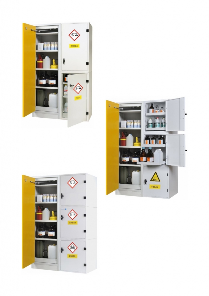 Gamme armoire T30 combinée avec armoires multi-compartiments pour le stockage de produits dangereux