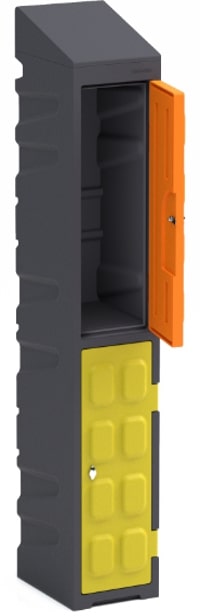 Vestiaire multicases 2 portes orange et jaune