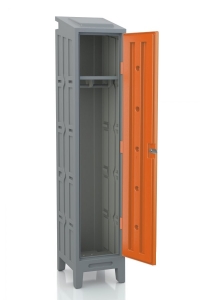 Grand vestiaire ouvert porte orange